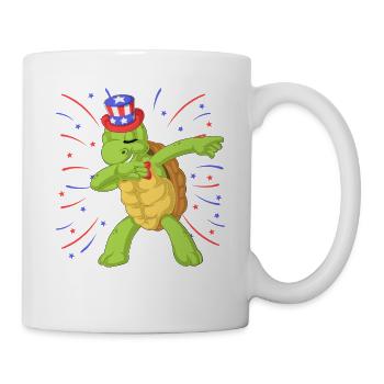 Schildkröte dabbing 4. Juli - Tasse - Weiß - Rechts
