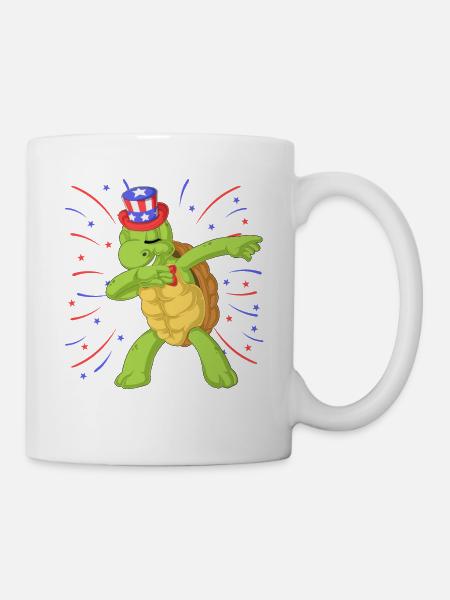 Schildkröte dabbing 4. Juli - Tasse - Weiß