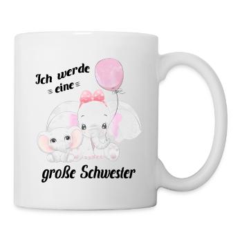 Nachwuchs verkünden Ich werde große Schwester 2022 - Tasse - Weiß - Rechts
