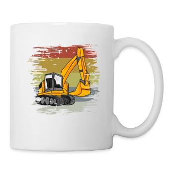 Bagger Baustelle Retro - Tasse - Weiß - Rechts