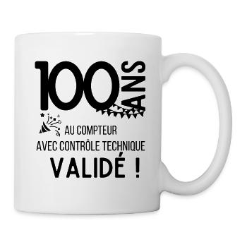 100 ans au compteur cadeau humour anniversaire - Mug blanc - blanc - Droite