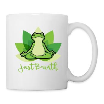 Yoga Frosch Pilates Meditation Just Breath Shirt - Tasse - Weiß - Rechts