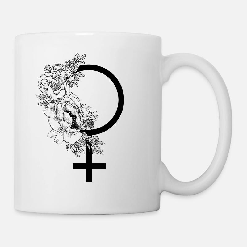 Venussymbol mit Blumen | Black || Annie. - Tasse - Weiß