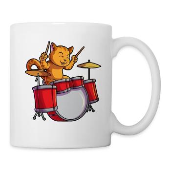Drummer Cat Kitty Drums Funny Cat Drummer Rocker - Mug blanc - blanc - Droite