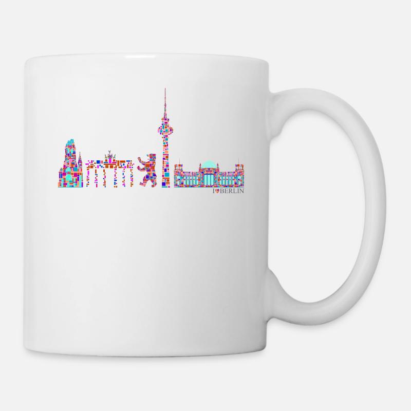 Berlin T-Shirt - Berlin Skyline Shirt - I Love - Tasse - Weiß