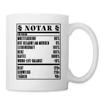 Notar Anforderung - Geschenkidee Notar Notare - Tasse - Weiß - Rechts