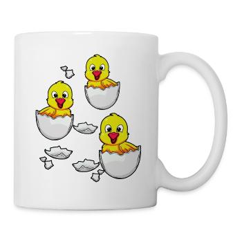 Oeufs poussins de Pâques poules ferme oeuf - Mug blanc - blanc - Droite