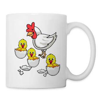 Eierschale Küken Huhn Hühner Ostern Henne Ei - Tasse - Weiß - Rechts