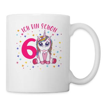 ich bin schon 6 Einhorn Geburtstag Kind Mädchen - Tasse - Weiß - Rechts