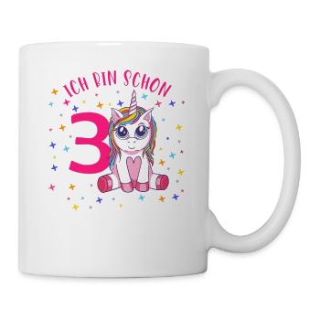 ich bin schon 3 Einhorn Geburtstag Kind Mädchen - Tasse - Weiß - Rechts