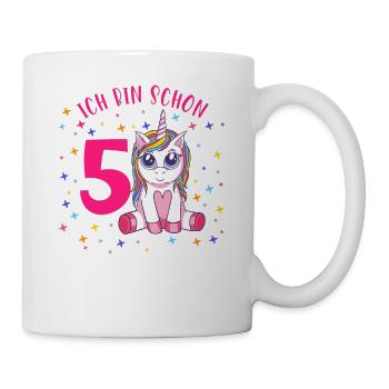 ich bin schon 5 Einhorn Geburtstag Kind Mädchen - Tasse - Weiß - Rechts