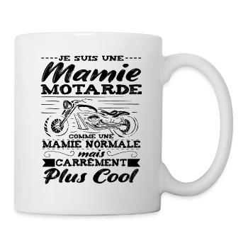 Mamie Motarde Humour Mamou Grand-Mère Motocyclette - Mug blanc - blanc - Droite