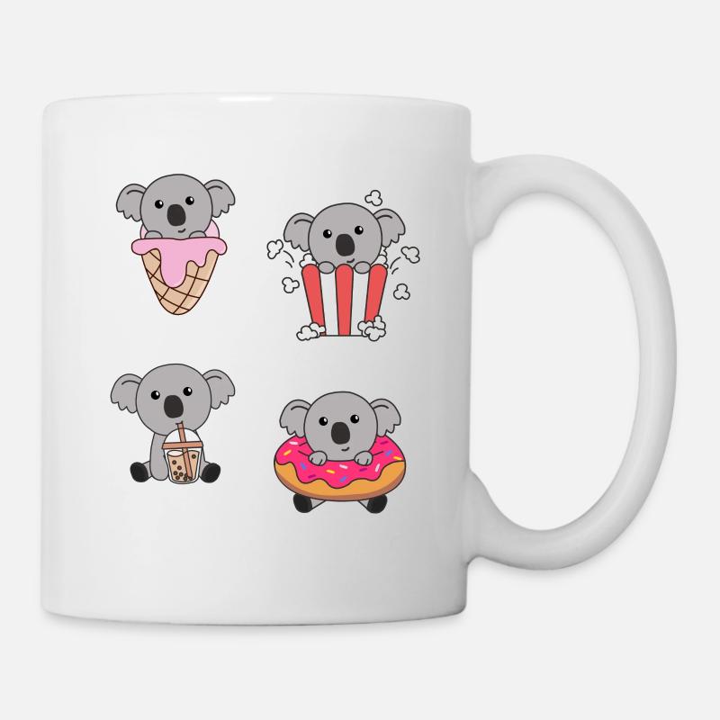 Koala mit Süßigkeiten Kawaii Koalas mit Essen - Tasse - Weiß