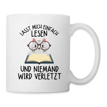 Leseratte Katze Katzen Buch Bücher Kätzchen Spruch - Tasse - Weiß - Rechts