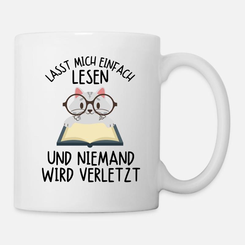 Leseratte Katze Katzen Buch Bücher Kätzchen Spruch - Tasse - Weiß