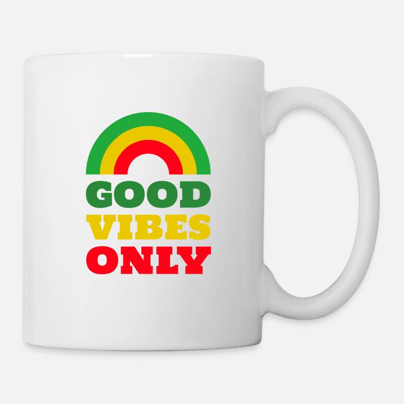 good vibes only rainbow reggae - Mug - white