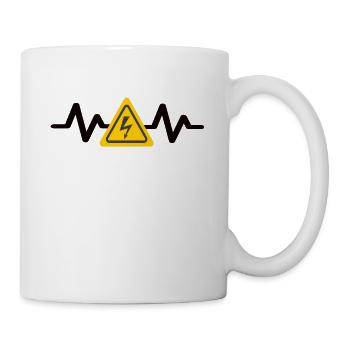 Heartbeat warning High voltage signage - Mug - white - Right