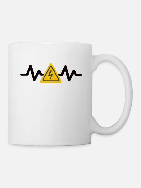 Herzschlag-Warnung Hochspannungsbeschilderung - Tasse - Weiß