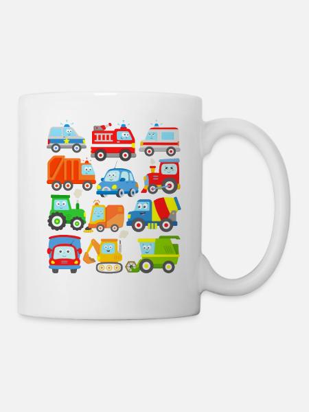 Fahrzeug Design Kinder Autos Eisenbahn Lastwagen - Tasse - Weiß