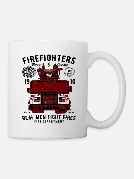 Feuerwehrleute Echte Männer bekämpfen Brände - Tasse - Weiß
