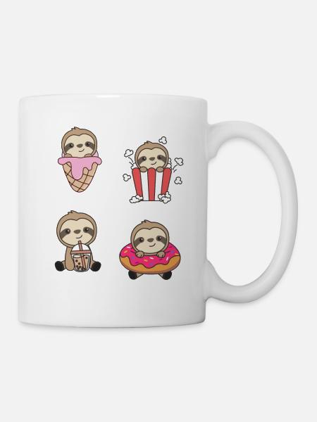 Sloth Candy Bubble Tea Popcorn Doughnut Sweet - Mug - white