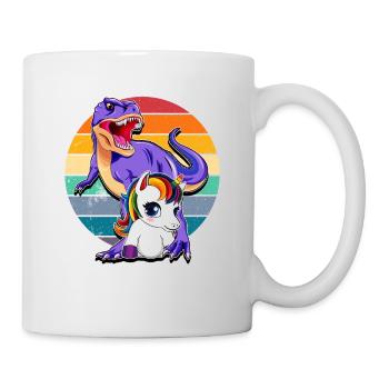 Einhorn und Dinosaurier - Tasse - Weiß - Rechts