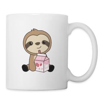 Kawaii Faultier Retro japanisch Erdbeer Milchshake - Tasse - Weiß - Rechts
