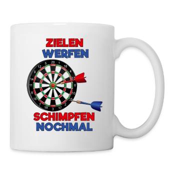 Zielen Schimpfen - Dart Spruch Lustiges Geschenk - Tasse - Weiß - Rechts