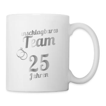 silberne Hochzeit Geschenk - Tasse - Weiß - Rechts