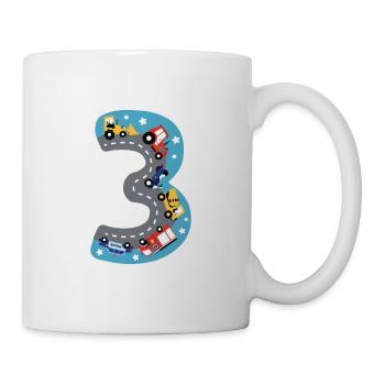 3. Geburtstag Autos Straße Happy Birthday 3 Junge - Tasse - Weiß - Rechts