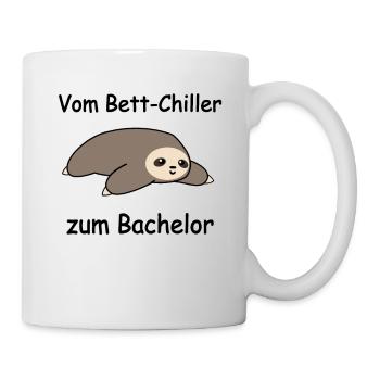 Uni Bachelor Abschluss Studenten Faultier Geschenk - Tasse - Weiß - Rechts