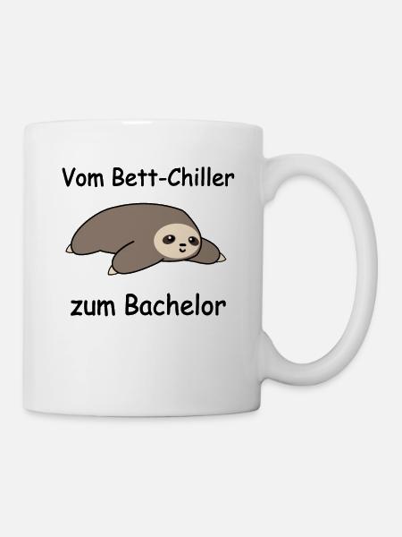 Uni Bachelor Abschluss Studenten Faultier Geschenk - Tasse - Weiß