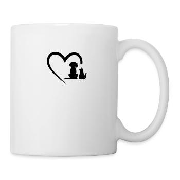 Dog Cat Heart Motif Dogs Cats Design Gift - Mug - white - Right