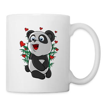 Panda mit Herzen Pandabär - Tasse - Weiß - Rechts