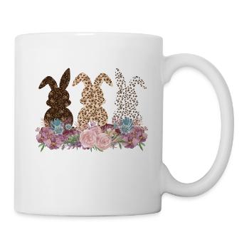 Drôle de lapin de Pâques avec léopard fleurs de Pâques - Mug blanc - blanc - Droite