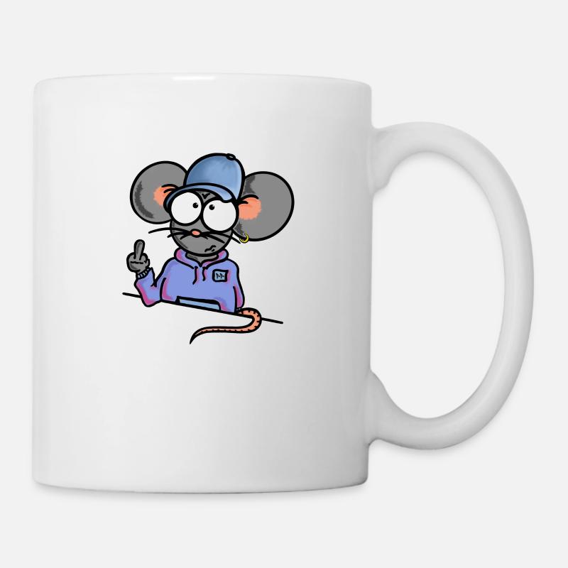 Souris montre le majeur - Mug blanc - blanc