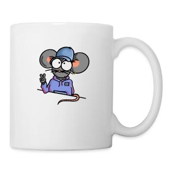 Maus zeigt Peace - Tasse - Weiß - Rechts