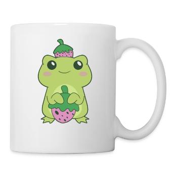 Kawaii Strawberry Green Frog on Berry Hat Otaku Ae - Mug - white - Right