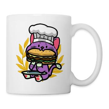 Cats, Child, Burger, Snacking, Hunger, Fast Food, Kid - Mug - white - Right