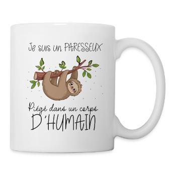 Je suis un paresseux piègé dans un corps d humain - Mug blanc - blanc - Droite