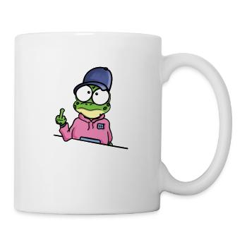 Frosch zeigt Mittelfinger - Tasse - Weiß - Rechts