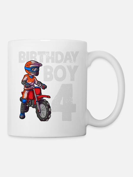 Motocross 4. Geburtstag Kinder MX 4 Jahre Dirt Bik - Tasse - Weiß