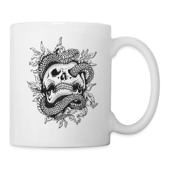 Tattoo Totenkopf Shirt mit Schlange für Musikfans - Tasse - Weiß - Rechts