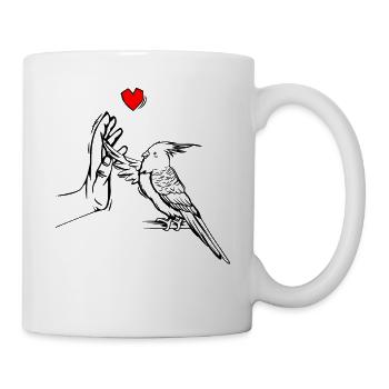Nymphensittich amour coeur oiseau perroquet - Mug blanc - blanc - Droite