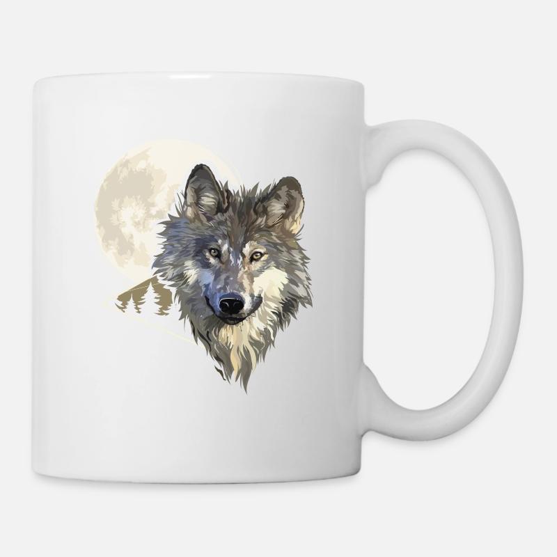 Grey Wolf Hunting In The Mountains Wolf - Mug blanc - blanc