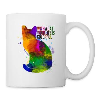Chat coloré - Mug blanc - blanc - Droite