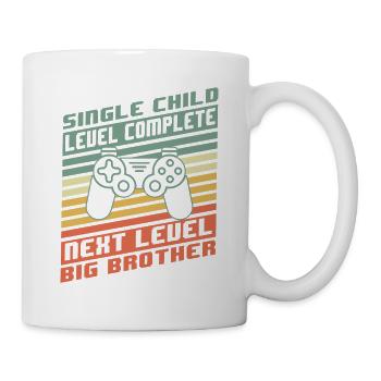 Level Complete Einzelkind Bruder Geburt Geschenk - Tasse - Weiß - Rechts