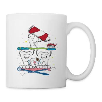 Dentist's office brushing teeth toothpaste - Mug - white - Right