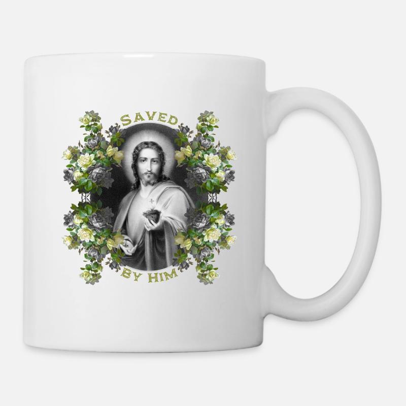 Jésus-Christ avec des roses vintage - Mug blanc - blanc