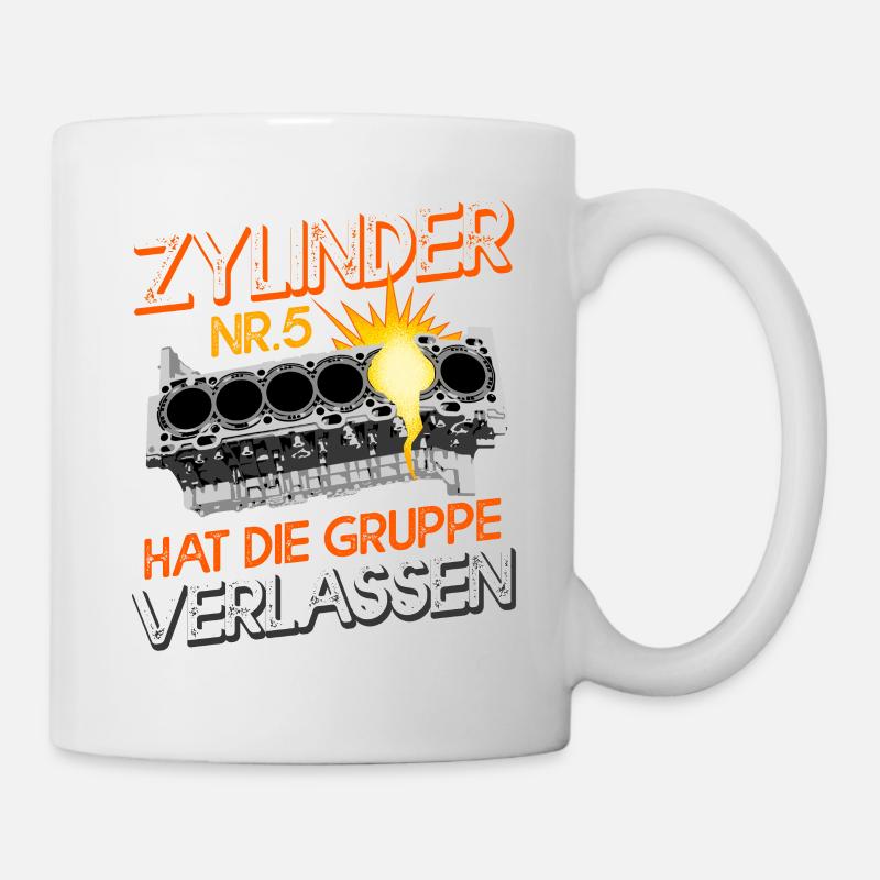4 oder 5 Zylinder Automobilfans Tuner Autotuning - Tasse - Weiß